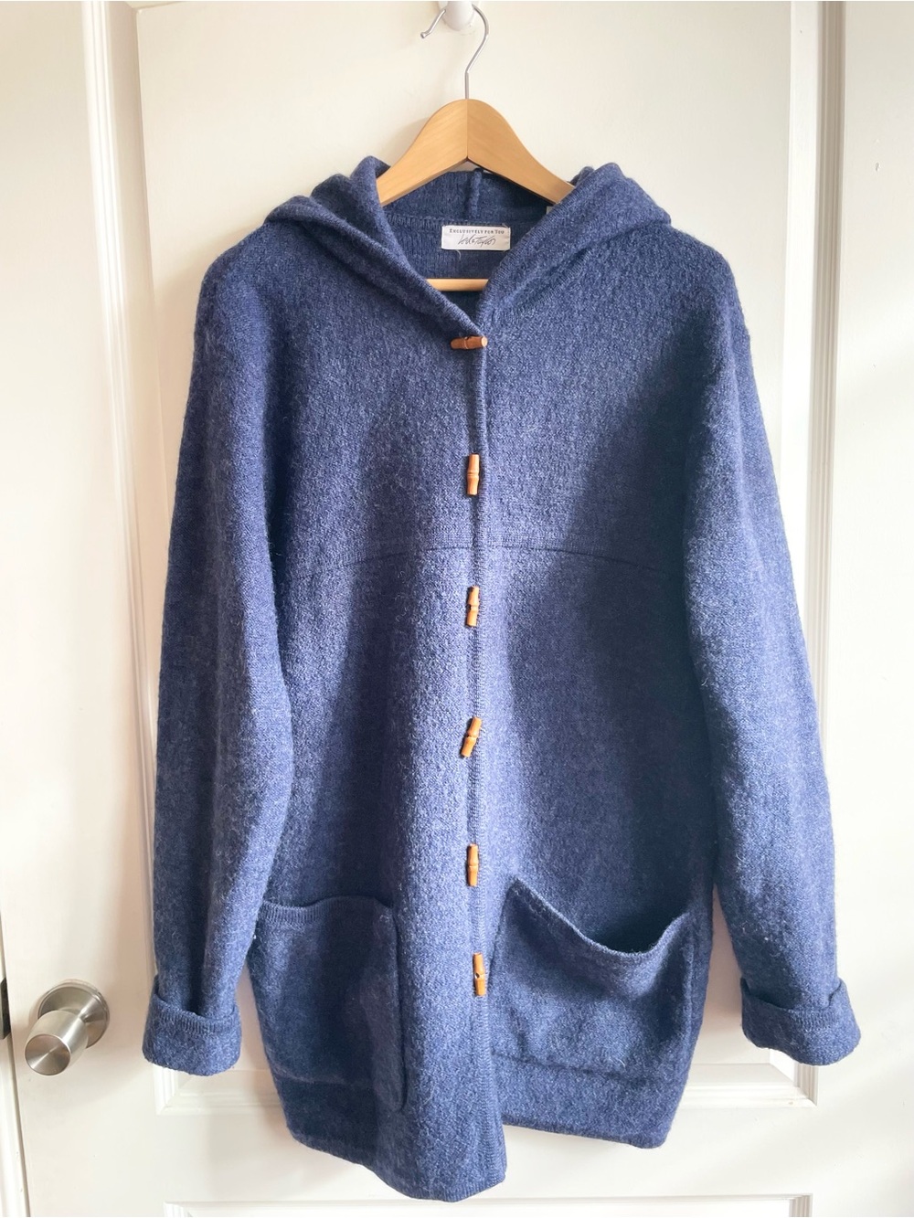 Vintage Lord And Taylor Toggle Hooded Sweater Jacket Cardigan Size M 100% Wool